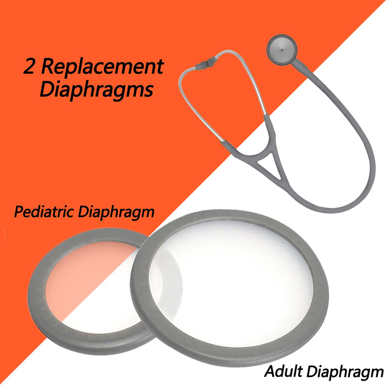 [Australia - AusPower] - Replacement Accessories Kit Fits Classic 3, Cardiology 3 & Cardiology 4 Stethoscope for Littman Stethoscope Replacement Parts & Stethoscope Bell Diaphragm Cover and Eartips Replacement Parts. grey 