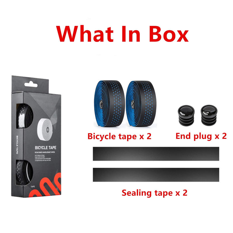 BESTYMXY Road Bike Handlebar Tapes Made of EVA+PU, Professional Road Bicycle Bar Tape, Racing Bike Handle Wraps, Bicycle Handlebar Grips Cover with End Plugs (Blue) Blue