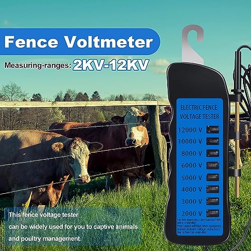 [Australia - AusPower] - 12KV Electric Fence Voltage Tester,2000 to 12000V 8 Neon Indicator Lights Electrical Fence Fault Finder Locator Checker Fence Voltmeter Troubleshooter 