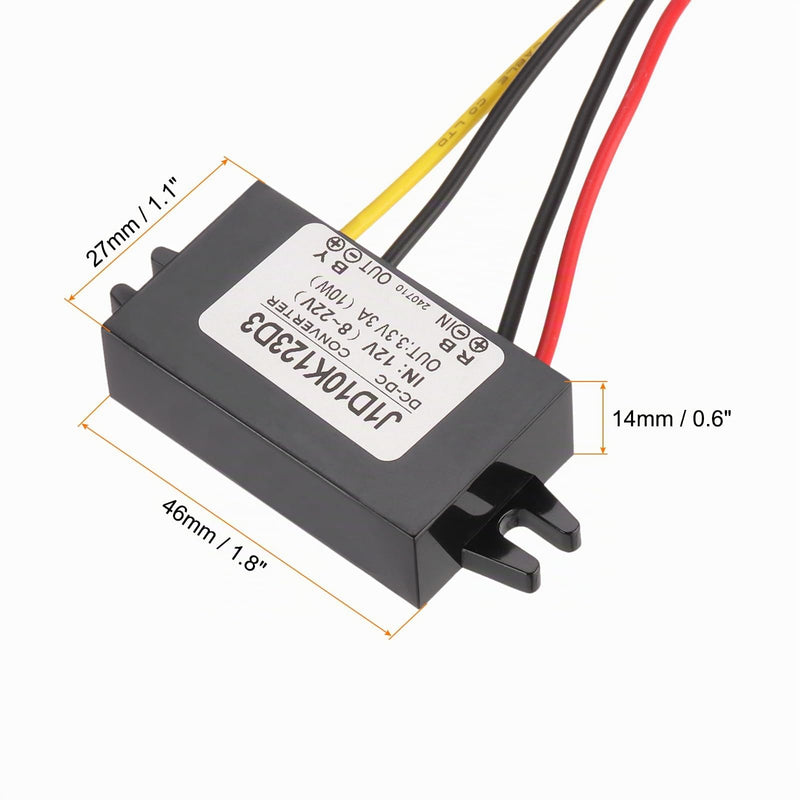 QUARKZMAN DC 12V to DC 3.3V Voltage Converter 3A 10W Step-Down Converter | Voltage Reducer IP67 Waterproof Transformer Power Supply Module Power Adapter for Car Truck Solar System