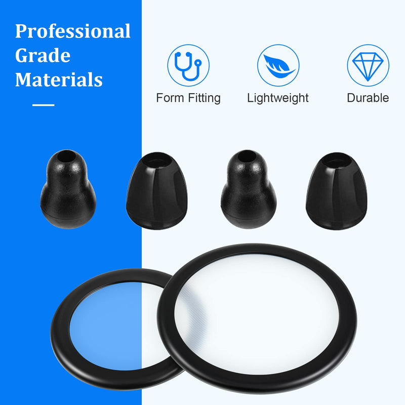 [Australia - AusPower] - 2 Sets Stethoscope Replacement Parts Adult and Pediatric Replacement Diaphragm and Silicone Stethoscope Ear Tips Accessories for Stethoscope (Black) Black 