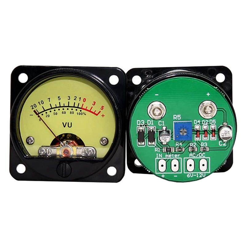 [Australia - AusPower] - Panel VU Meter,VU Meter 2 Pcs Power Amplifier Portable DB Meter High Precision VU Meter with Warm Yellow Backlight Sound Level Meter with Driver Board 