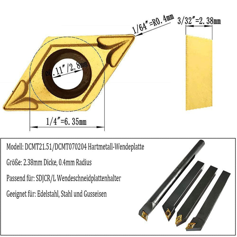 CCMT21.51 CCMT060204 DCMT21.51 DCMT070204 Carbide Turning Inserts CCMT Insert DCMT Insert Multilayer Coated Turning Inserts Replacement Inserts for Lathe Rotary Tool Holder Drill Rod 20pcs
