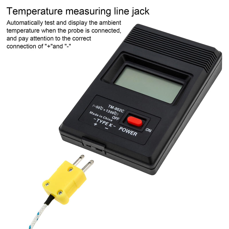 [Australia - AusPower] - K-Type Digital Thermometer with Thermocouple Probe Wire, -50°C to 1300°C Measurement Range, LCD Backlight LCD Thermometer 