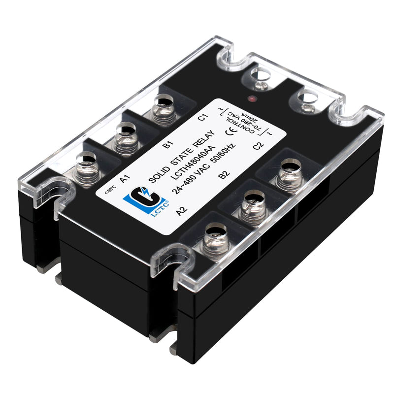 3 Phase Solid State Relay SSR-40AA AC to AC (Input 70-280VAC to Output 24-480VAC) 3 Phase 30 Amp SSR(AC to AC 40A)