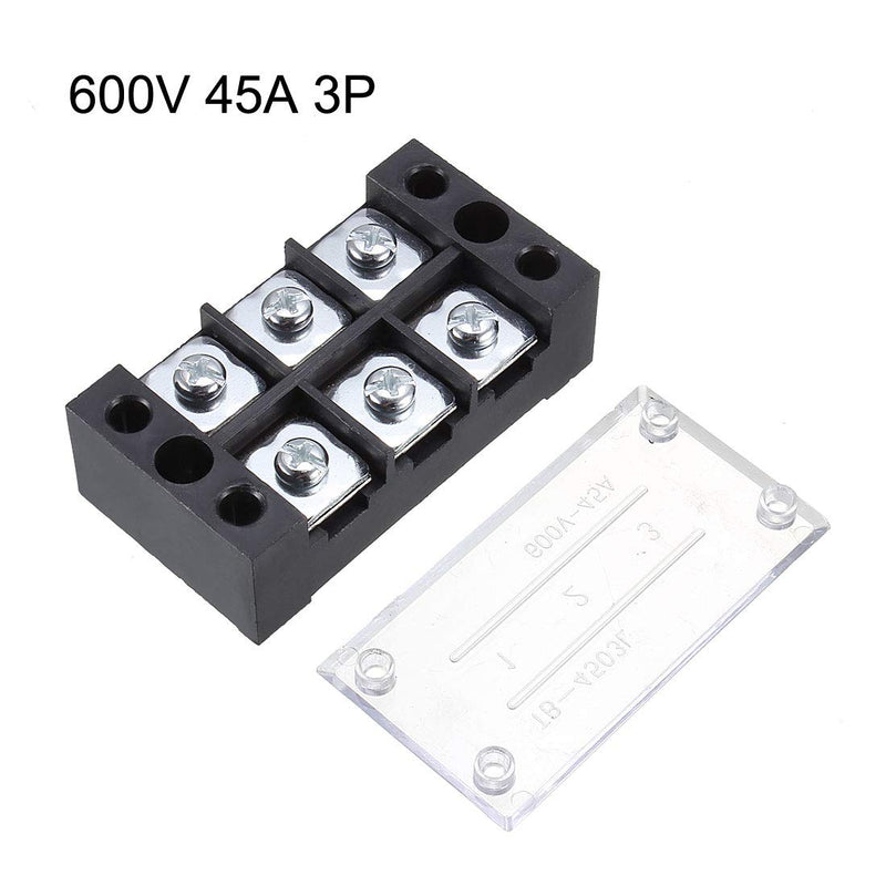[Australia - AusPower] - uxcell 2 Pcs 3 Positions Dual Rows 600V 45A Cable Barrier Block Terminal Strip TB-4503L 