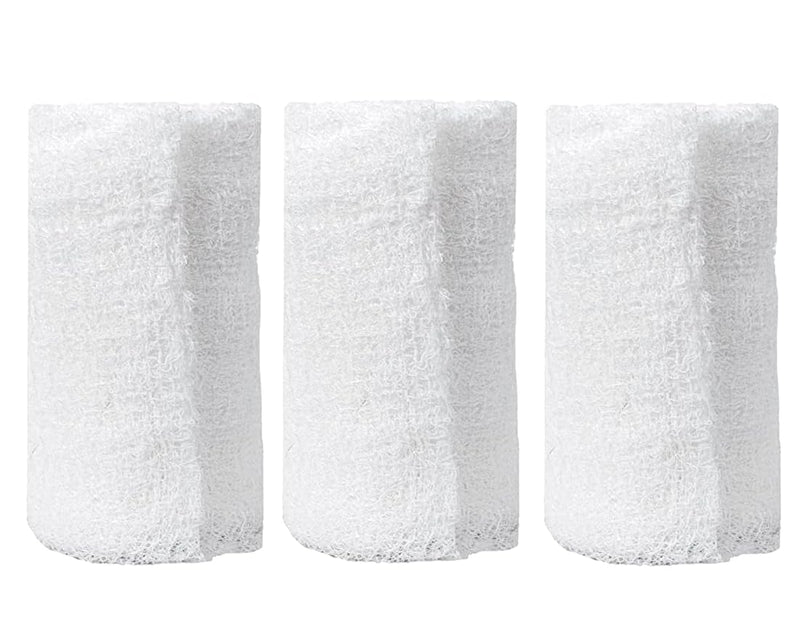 [Australia - AusPower] - Sterile Krinkle Kerlix Type Gauze Bandage Rolls [Pack of 5] Highly Absorbent Fluff 100% Cotton Bandages Roll 4.5"x4.1yds 6-Ply - Individually Wrapped Mesh Gauzes + 1 Roll of Vakly Medical Tape 