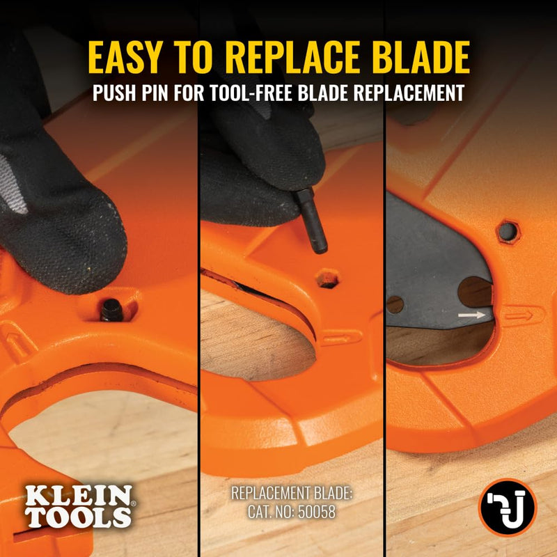 [Australia - AusPower] - Klein Tools 50044 Ratcheting PVC Pipe Cutter Tool, 1-1/4 Inch I.D. Cutting Capacity for PVC, CPVC, and PEX Pipes, One-Handed Blade Retraction 