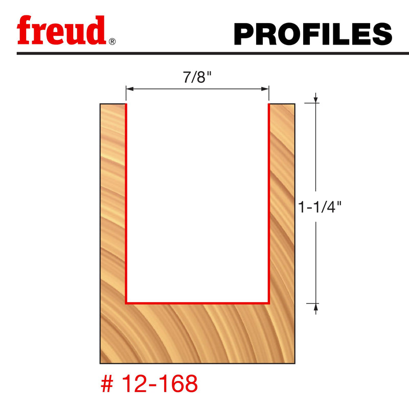 Freud 12-168: 7/8" (dia.) Double Flute Straight Bit with 1/2" shank, 3" overall length