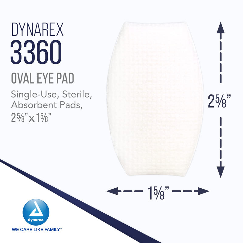[Australia - AusPower] - Dynarex Sterile Oval Eye Pads - Individually Wrapped Cotton Patches with Mesh Covering - Single Use, Comfortable, Absorbent Sterile Pads for Eyes - 2.63x1.63", 1 Box of 50 