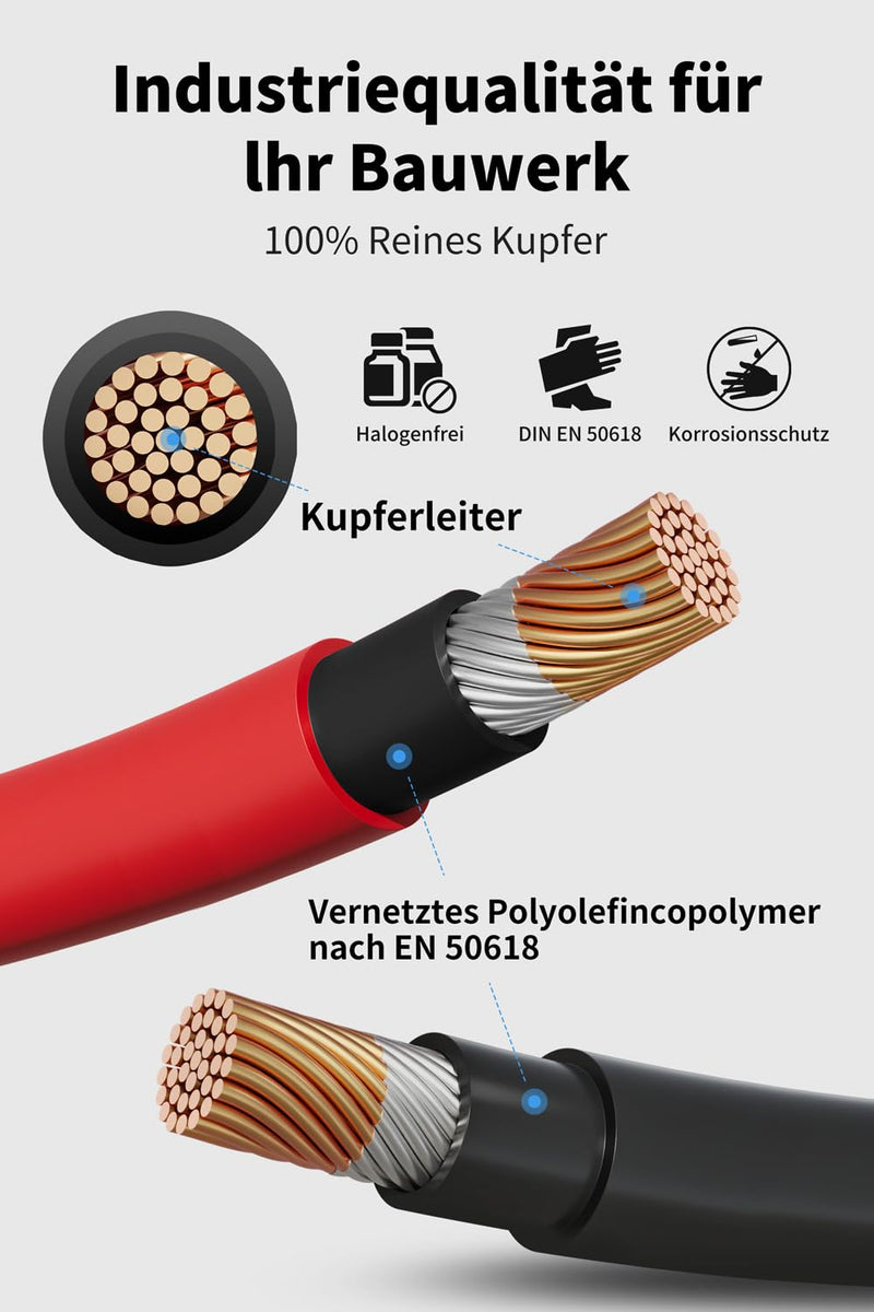 [Australia - AusPower] - Solar Cable 4 mm²/6 mm², Solar Cable Extension 1/2/3/5/8/10/12/15/18/20 m, Multi-Contact 4, IP67 Waterproof, Extension Cable (4 mm² 5 m) 4mm² 5M 
