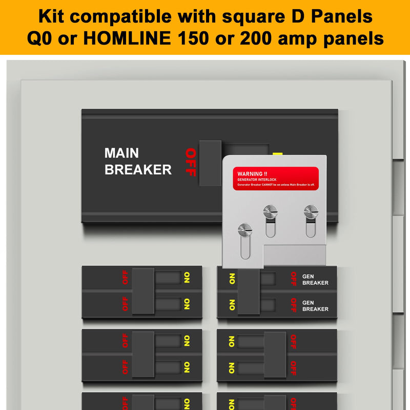 [Australia - AusPower] - Generator Interlock Kit Compatible with Square D QO or Homeline 150 or 200 amp Panels.1 3/8 inches Spacing Between Main and Generator Breaker.Professional and Interlock Kit(1set) 1 
