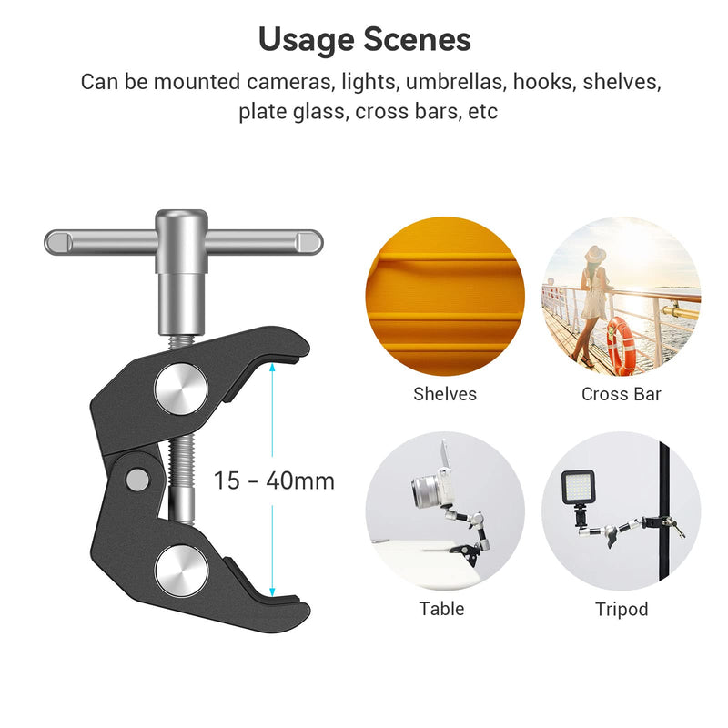 [Australia - AusPower] - SMALLRIG Super Clamp with 1/4 and 3/8 Thread for Cameras, Lights, Umbrellas, Hooks, Shelves, Plate Glass, Cross Bars, etc - 735 