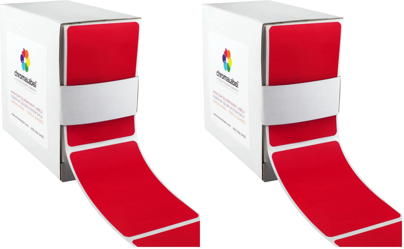 ChromaLabel 2 x 3 inch Permanent Color Code Rectangle Labels, 250 Labels per Dispenser Box, Red (Pack of 2) 2" x 3" (Pack of 2)