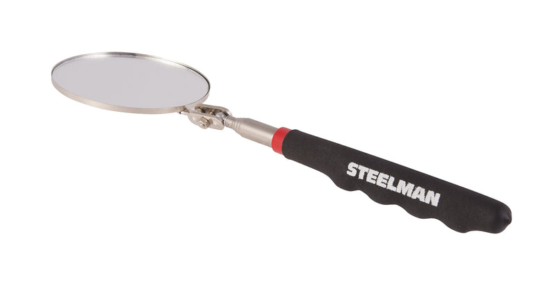 Steelman 29-Inch Telescoping Auto Inspection Mirror, Durable Steel, Articulating 3.25-Inch Round Mirror, Contoured Grip 29 inches