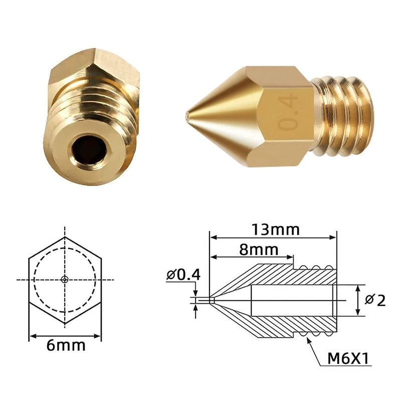 3D Printer Nozzles, 30PCS Hardened Steel and Brass MK8 Extruder Nozzles 0.2mm, 0.3mm, 0.4mm, 0.5mm, 0.6mm, 0.8mm, 1.0mm with Cleaning Tool Kit for CR-10/ Ender 3/5, Ender 3/ V2 Ender3 pro Hardened Steel + Brass