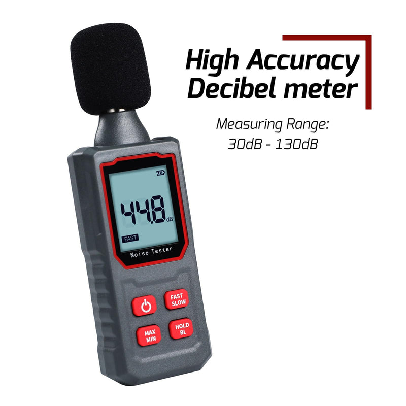 [Australia - AusPower] - Decibel Meter Sound Level Reader 30-130dB Handheld Sound Level Meter SPL Meter with Capacitive Microphone Sensor HD Backlight Display Portable db Meter Decibel Monitoring Tester 