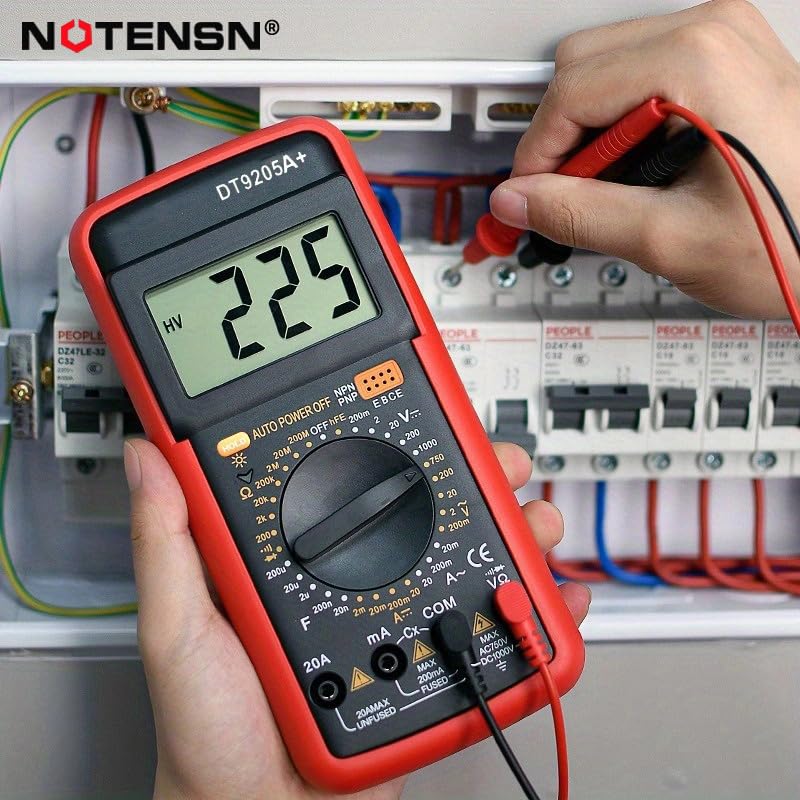 [Australia - AusPower] - DT9205A+ Digital Multimeter, 1000V True RMS Auto-Ranging Voltmeter, Professional Electrician Tools with Temperature/Diode/Continuity Test, Anti-Burn & Full Protection for Home/Car/Industrial Use 