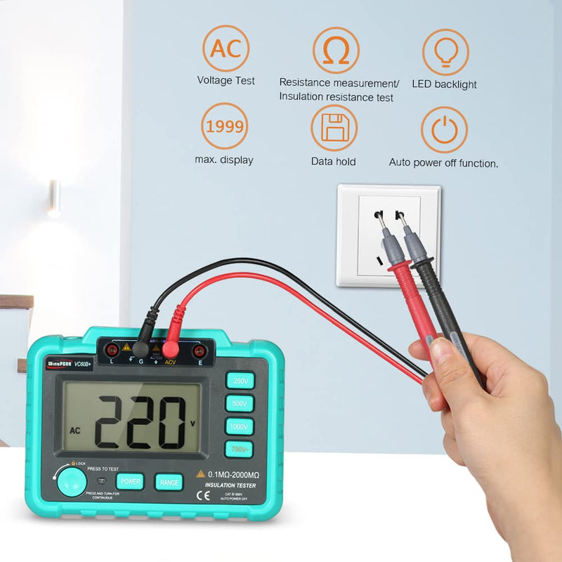 VC60B+ LCD Digital Insulation Resistance Tester Megohm Meter Megohmmeter DC250V/500V/1000V AC750V