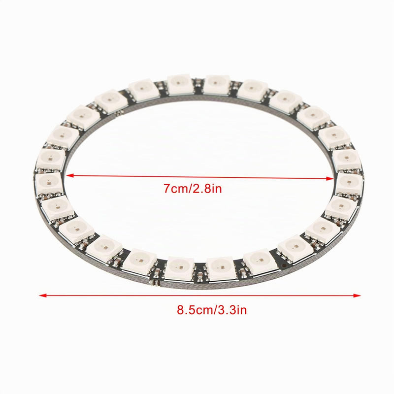 Fafeicy 2pcs 5VDC 24-Bit WS2812 5050 RGB LED Ring Lamp Light with Built-in Drivers 7cm/2.8" Inner Diameter, 8.5cm/3.3" OD (Pack of 2)