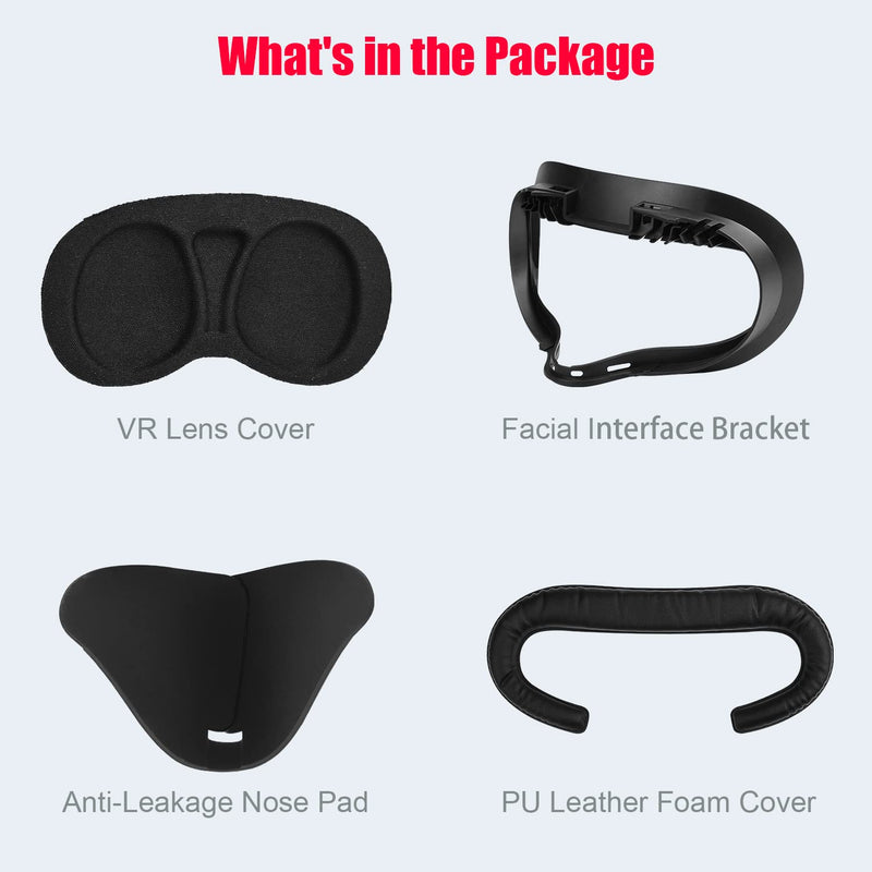 [Australia - AusPower] - VR Facial Interface and Foam Replacement Set for Oculus Meta Quest 2 | Removable Facial Interface Frame & Foam Face Covers Replacement & Anti-Leakage Nose Pad & Lens Cover Set1 1Pad 