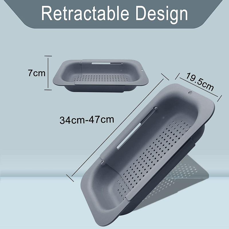 [Australia - AusPower] - Techextra Fridge Organiser Set Sink Strainer Basket Drain Strainer for Living (Grey) Grey-blue-new 