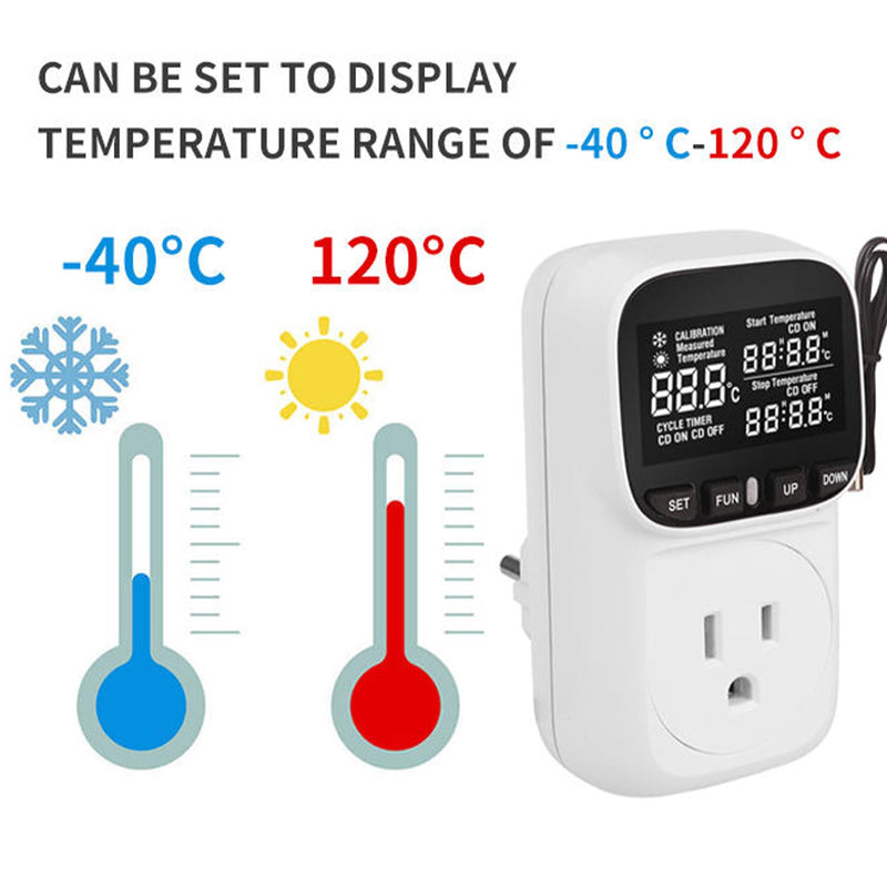 [Australia - AusPower] - Digital Temperature Controller Plug, Thermostat Outlet with Heating & Cooling Modes, 120V 15A 1800W, -104℉~210℉ Timer Cyclic/Countdown for RV, Greenhouse, Incubator, Homebrew 