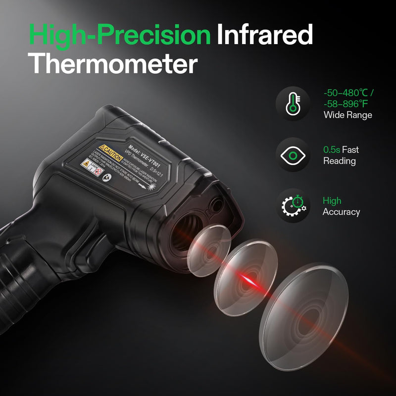 [Australia - AusPower] - VIVOSUN VPD Thermometer, Handheld Environmental Monitor, Precision Infrared Laser Thermometer Gun with Adjustable Emissivity, Leaf VPD and Temperature Monitoring for Plants, Grow Tents, HVAC 