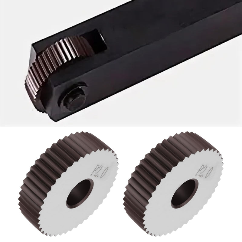 [Australia - AusPower] - ECSiNG 2 x P2.0mm Straight Knurled Wheels 28x8x8mm Steel Rollers for Knurling Tools and Lathe Holder Pitch P2.0 