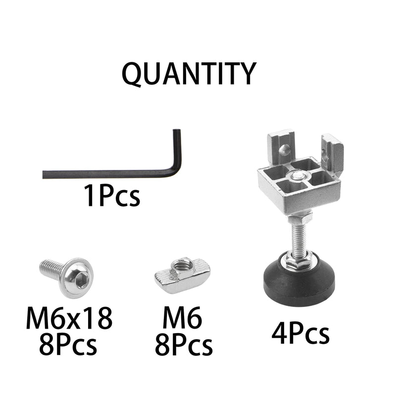 [Australia - AusPower] - 4 Sets 4040 Series Aluminum Profile Adjustable Feet for T Slot 8mm Leveling Leg 