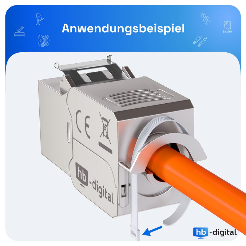 [Australia - AusPower] - HB-DIGITAL 4x CAT 6a Keystone Module Jack, GHMT Certified RJ45 Socket STP 500MHz 10Gbps Krone Tool-Free Coupling Network Panel Socket for Patch Panel, Ethernet LAN Installation Cable 4 pcs. 