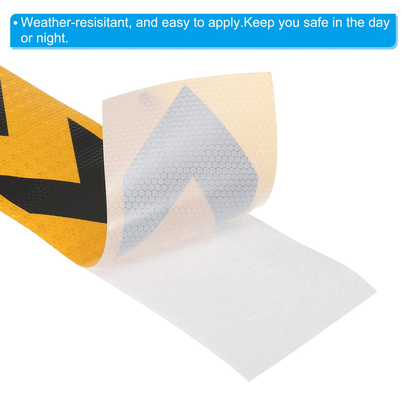 PATIKIL Reflective Tape, 4 Inch x 16 FT Arrow Waterproof Reflector Tape Self-Adhesive High Visibility Warning Safety Tape for Cars Trucks Trailers, Yellow and Black