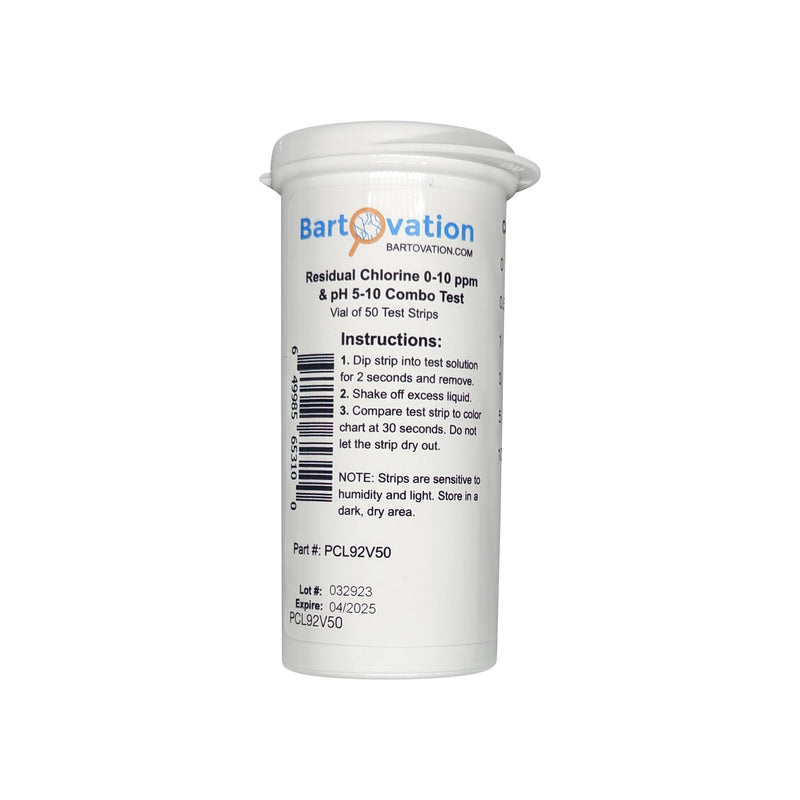 [Australia - AusPower] - Residual Chlorine 0-10 ppm & pH 5-10 Combo Multi Pad Test [Vial of 50 Strips] 
