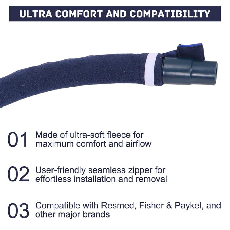 [Australia - AusPower] - CPAP Hose Cover 6ft CPAP Mask Tube Protector CPAP Hose Cover Soft Fleece Hose Insulator with Zip for Most CPAP Hoses 