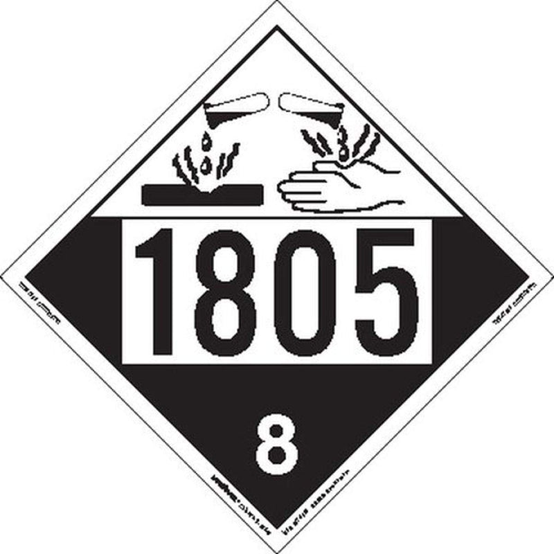 Labelmaster ZEZ41805 UN 1805 Corrosive Hazmat Placard, E-Z Removable Vinyl (Pack of 25)