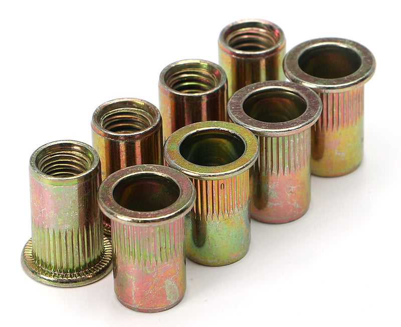 [Australia - AusPower] - 120PCs Carbon Steel 1/4-20 Rivet Nuts Zinc Plated Head Insert Nutsert Rivnuts 1/4-20UNC 