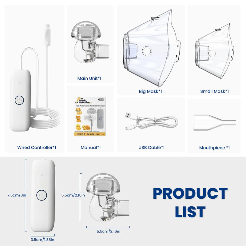 [Australia - AusPower] - iKeener Pet Mesh Nebulizer for Dogs & Cats, Portable Nebulizer for Pet Breathing Problems, 2 Adjustable Mist Modes, Low Noise, Rechargeable 600mAh Battery, Auto Shut-Off 