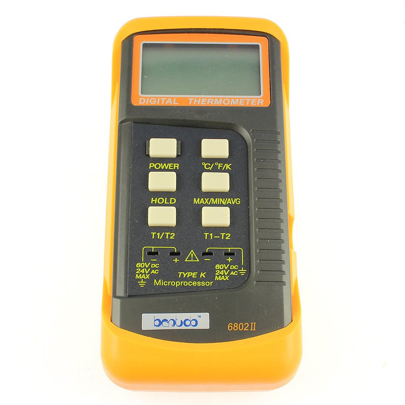 [Australia - AusPower] - 6802 II Durable Precision Dual Channel Digital Thermometer with 2 K-Type Thermocouple Sensor 