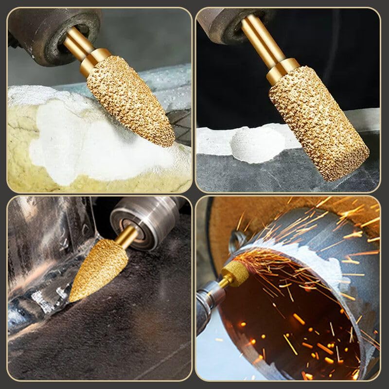 Diamond Grinding Head 25mm Cylinder Type 6mm Round Handle Coarse Grit Polishing Burr for Wood Stone Carving Metal Grinding Stainless Steel Deburring Ceramic Trimming (1 Piece)