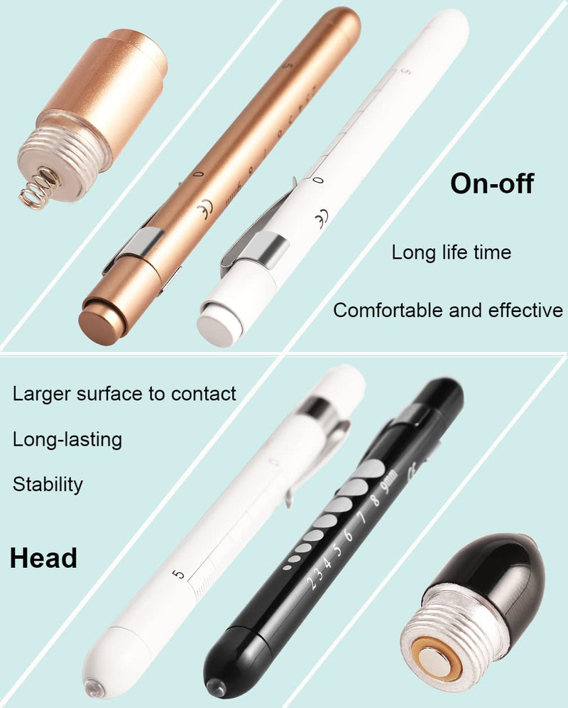 [Australia - AusPower] - MEUUT 3 Pack Pen Lights for Nurses with 6 Batteries – Medical Penlights Nurse Accessories for Work, Perfect Nursing Student Essentials Medical Supplies for Nurses Doctors EMT Trauma Black+White+Gold 