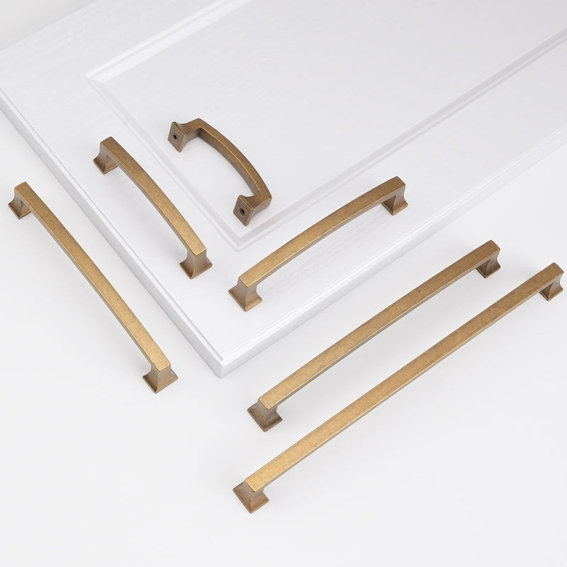 10 Pack 3 Inch(76mm) Antique Brass Cabinet Pulls Vintage Drawer Pulls Aged Gold Bronze Kitchen Hardware Solid Kitchen Handles 3'' Hole Center(76mm) 10