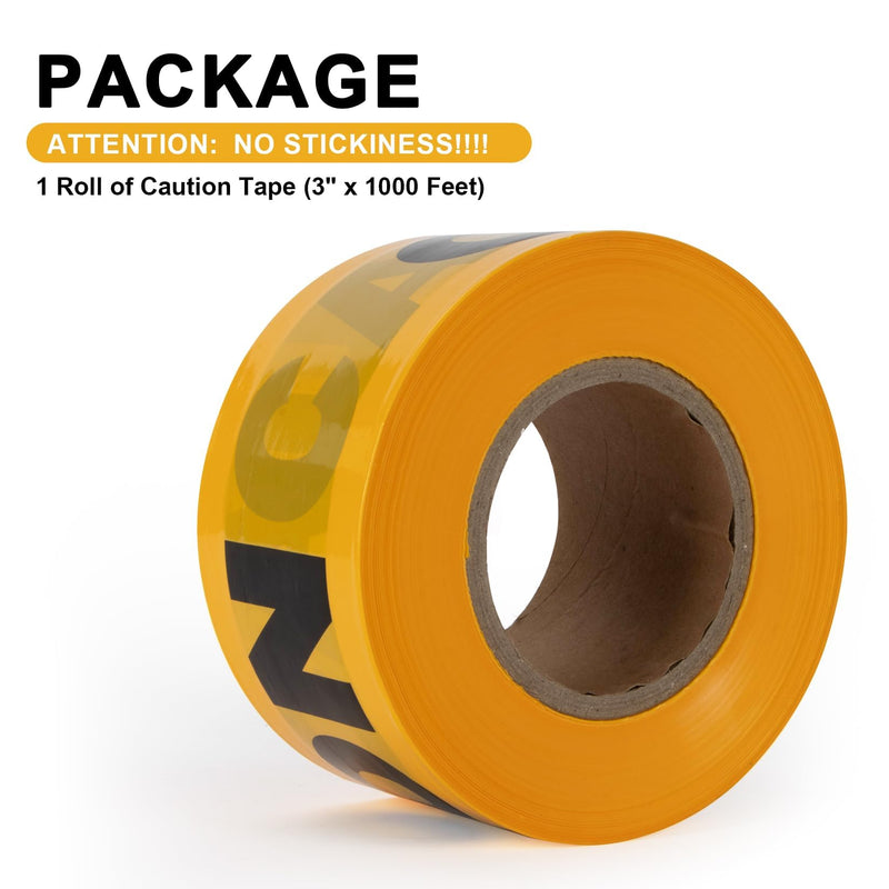 Yellow Caution Tape Roll, CARGEN Crime Scene Barricade Safety Warning Tapes for Bloody, Spy, Caution Birthday, Crime Scene Props or Yellow Funny Halloween Party Decor Decorations, 3 Inch x 1000 Feet 1000FT