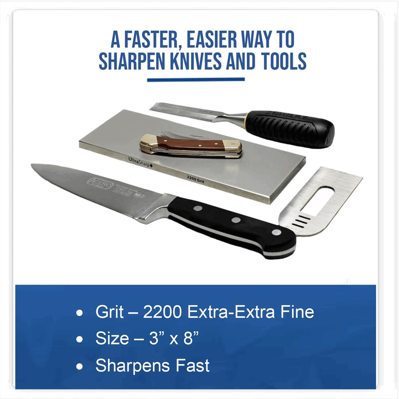 Ultra Sharp Diamond Sharpening Stone - 2200 Grit - 8 x 3