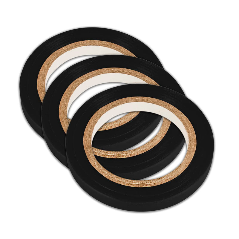 SBLABELS Cosco Creative Start 3 Pack Black Art Tape / 3 Black Tape Rolls/Black Gloss 1/4" x 27' Self-Adhesive Tape Rolls