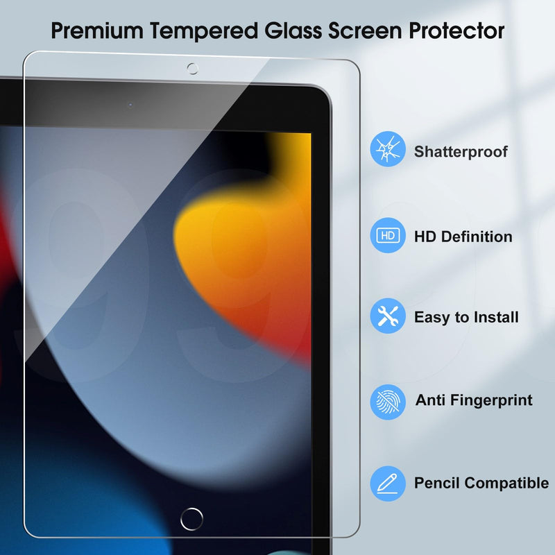 [Australia - AusPower] - 2 Pack Screen Protector Compatible with iPad 9th 8th 7th Generation 10.2 Inch, 9H Hardness HD Screen Tempered Glass Film Guard 