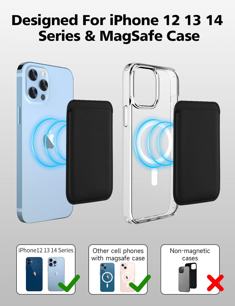 [Australia - AusPower] - Magnetic Card Wallet Holder with MagSafe for iPhone 15 Pro Max/15 Pro/15 Plus/15,for iPhone 14 Pro Max/14 Plus/14 Pro/14, for iPhone 13 Pro Max/13 Pro/13/13 Mini, for iPhone 12/12 Pro/12 Max,Midnight Midnight 