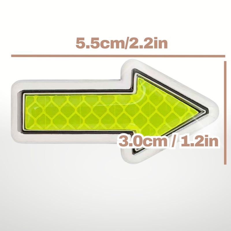 High Visibility Reflective Waterproof Stickers for Car Motorcycle Bike, Heart Arrow Triangle Circle Shaped Safety Reflector Decal with Silver Frame, Trailer Helmet Night Driving (Yellow Arrow) Yellow Arrow