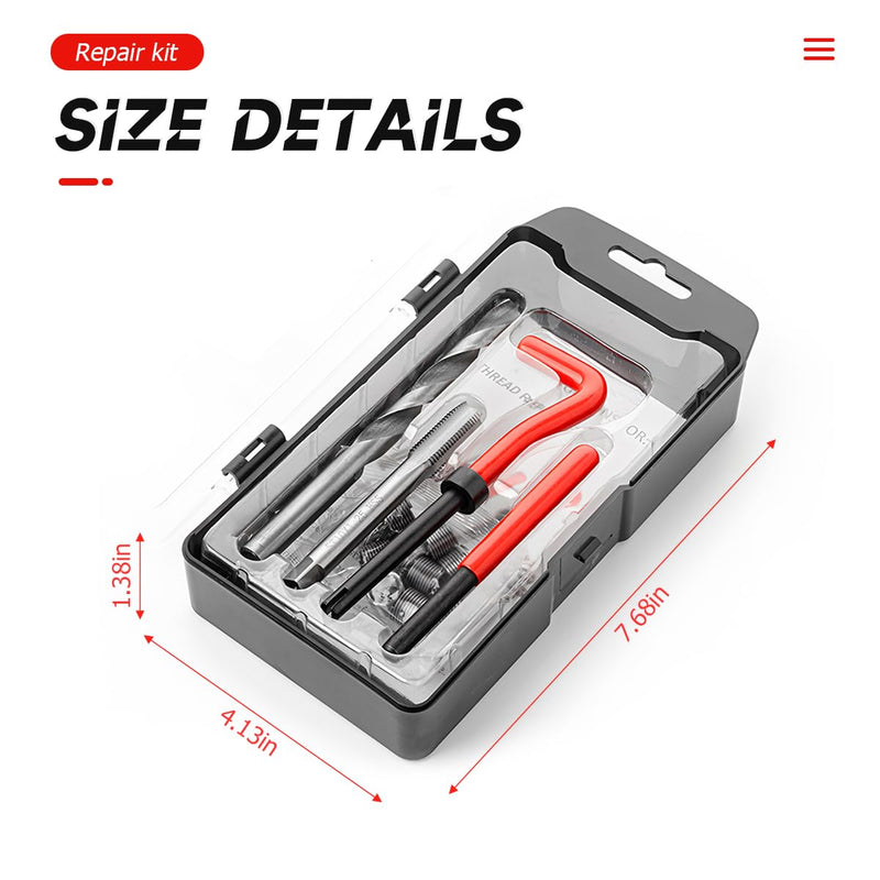 [Australia - AusPower] - BELOMI Helicoil Thread Repair Kit, Metric and SAE Repair Tools with HSS Drill Bit and Thread Inserts, Auto Repairing Tool for Damaged Thread M10 x 1.25 mm Size, Universal Car Accessories 