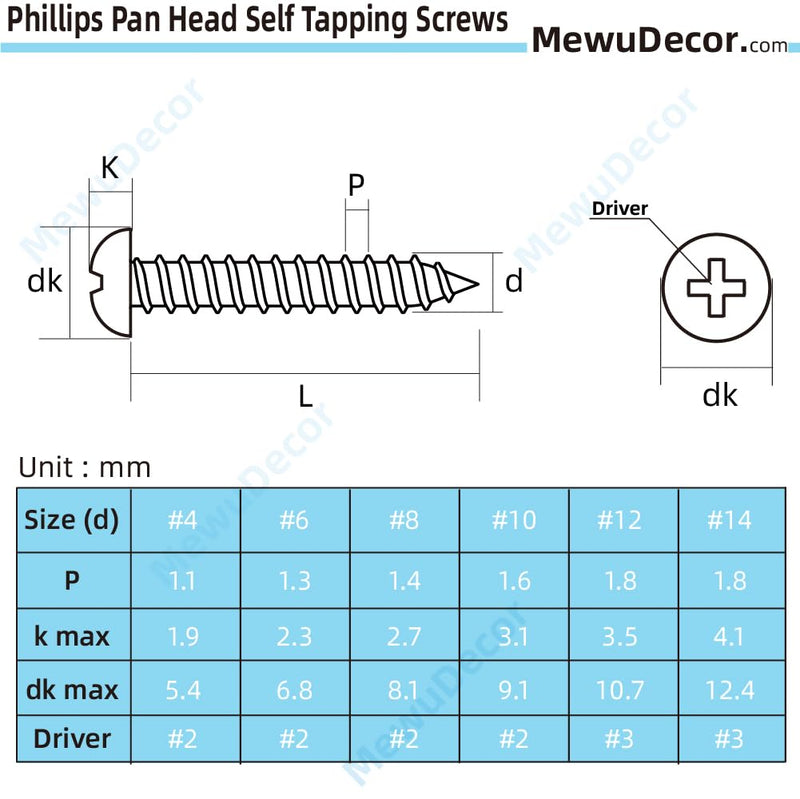 [Australia - AusPower] - #8 x 1/2" Pan Head Self Tapping Screws Sheet Metal Wood Screws, Black Oxide, 304 Stainless Steel 18-8, 100 PCS #8 x 1/2" 