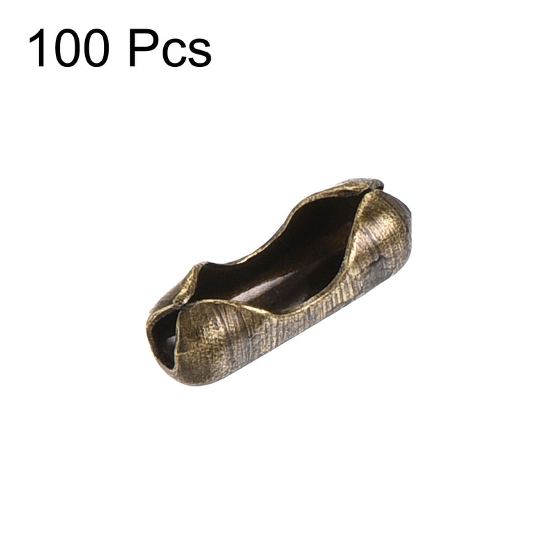 [Australia - AusPower] - uxcell Ball Chain Connector, 1.5mm Ball Chains Clasp Crimp Link Clips Connection, Iron Electroplating Bronze Pack of 100 